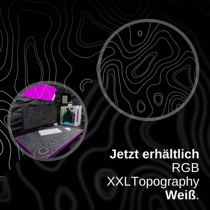 Nyfter Nyfpad RGB XXL Topography Gaming Mousepad, 900x500mm, schwarz