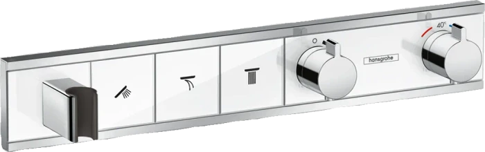 Hansgrohe RainSelect Thermostat Unterputz für 3 Verbraucher mit integriertem Brausehalter weiß/chrom