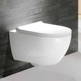 Geberit Acanto Set Wand-WC Tiefspüler, geschlossene Form, TurboFlush, mit WC-Sitz, weiß/KeraTect