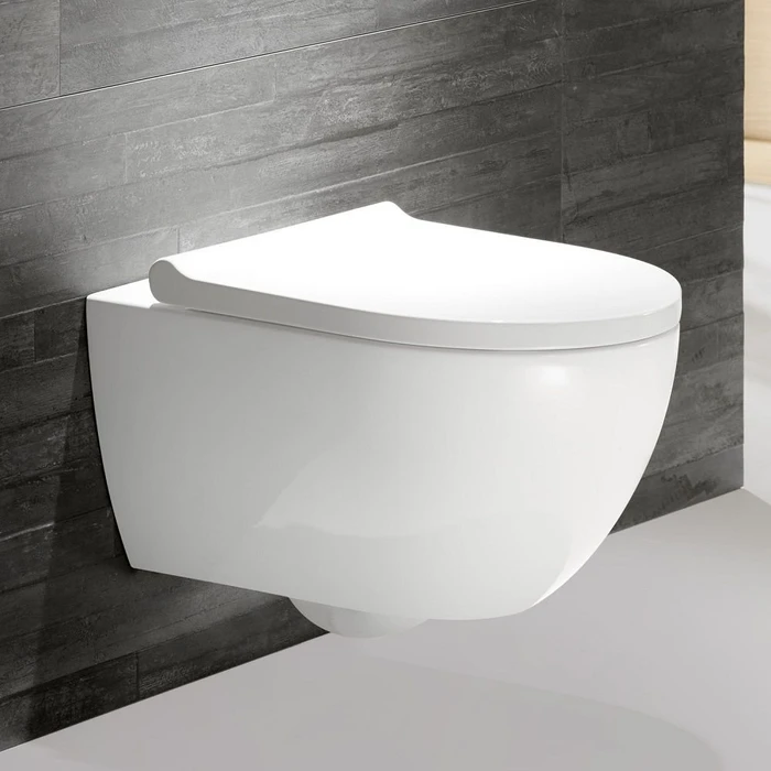 Geberit Acanto Set Wand-WC Tiefspüler, geschlossene Form, TurboFlush, mit WC-Sitz, weiß/KeraTect