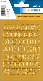 Herma Buchstabenetiketten A-Z, 8x12mm, wetterfest, gold, 10er-Pack (560 Etiketten)