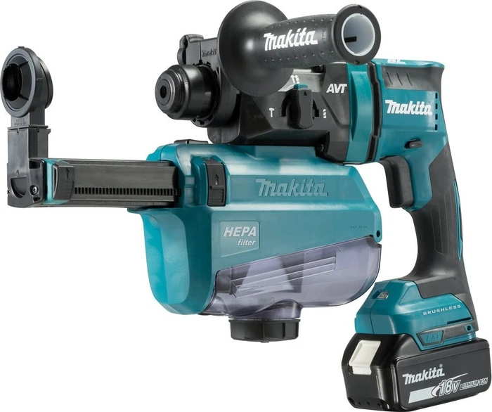 Makita DHR182RTWJ Akku-Bohr-/Meißelhammer inkl. MAKPAC + Akku 5.0Ah + Absaugeinheit