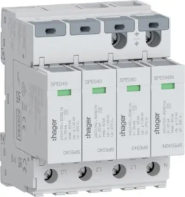 Hager Überspannungsableiter 4P T2 TNS/TT Uc 275V In 20kA Imax 40kA