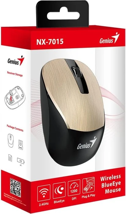 Genius NX-7015 V2 Wireless BluEye Mouse gold/schwarz, USB