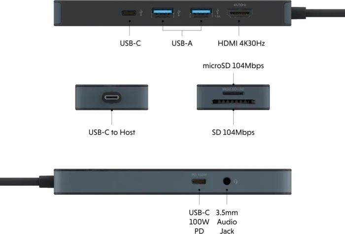 Targus HyperDrive Flex 8, USB-C 3.0 [Stecker], schwarz