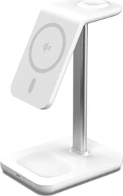 eSTUFF 3-in-1 Magnetic Wireless Charger QI2 weiß/grau