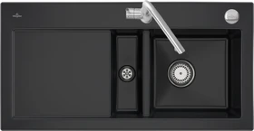 Villeroy & Boch Subway 60 Einbau Becken rechts mit Ablauffernbedienung pure black