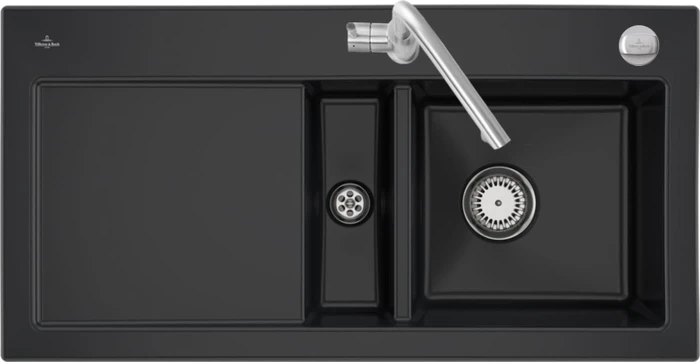 Villeroy & Boch Subway 60 Einbau Becken rechts mit Ablauffernbedienung pure black