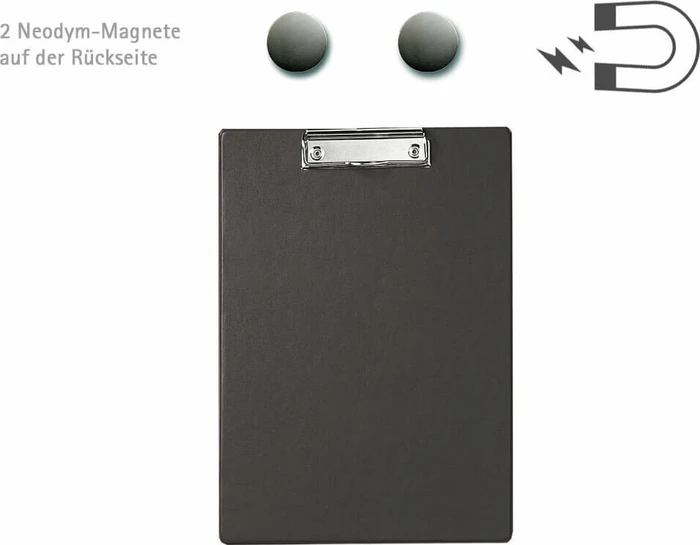 Maul Klemmbrett mit Folienüberzug und 2 Neodym-Magneten, A4, schwarz