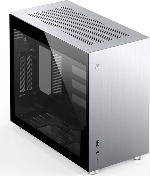 Jonsbo V10, silber, Glasfenster, Mini-ITX