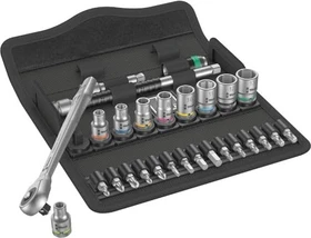 Wera 8001 SA 7 Zyklop Metal Push Bitset/Steckschlüsselsatz inkl. Tasche, 28-tlg.