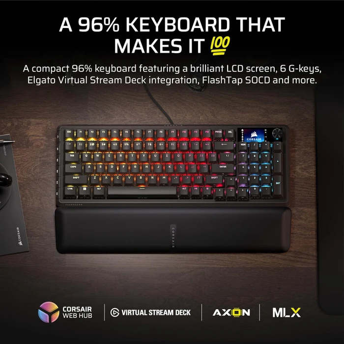 Corsair Vanguard 96, schwarz, LEDs RGB, MLX Plasma, USB, DE