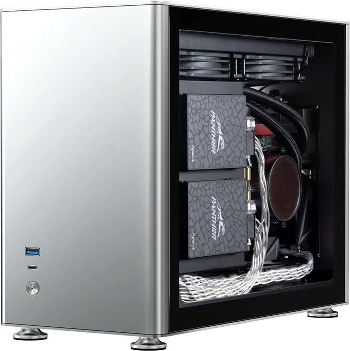 Jonsbo A4, silber, Glasfenster, Mini-ITX