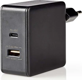 Nedis Netzladegerät 57W PD3.0 45W 1x USB-A/1x USB-C schwarz