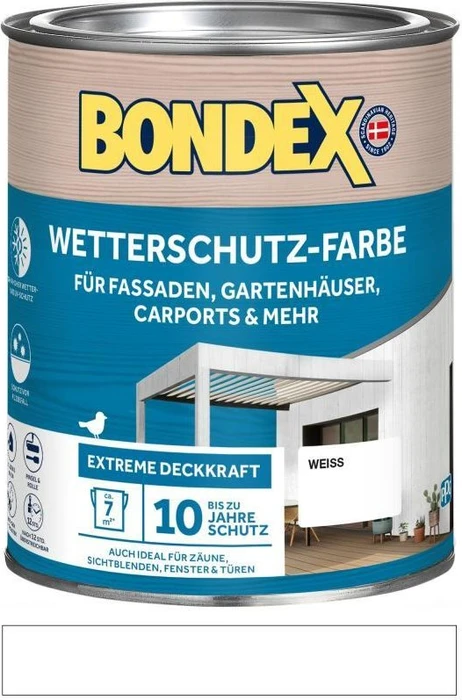 Bondex Wetterschutz-Farbe deckend außen weiß, 750ml