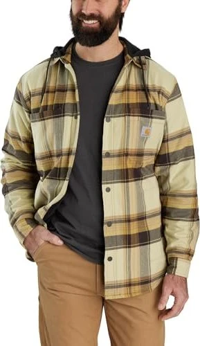 Carhartt Rugged Flex Relaxed Fit Flannel Fleece Lined Hooded Hemd langarm dark brown (Herren)