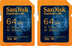 SanDisk Outdoors 4K R170/W80 64GB, UHS-I U3, Class 10, 2er-Pack