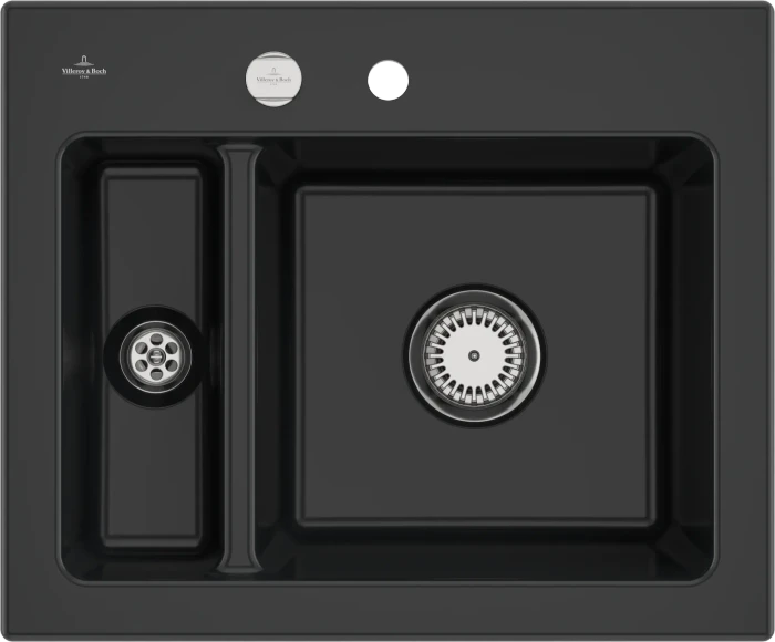 Villeroy & Boch Subway 60 XM Einbau Becken reversibel mit Ablauffernbedienung pure black