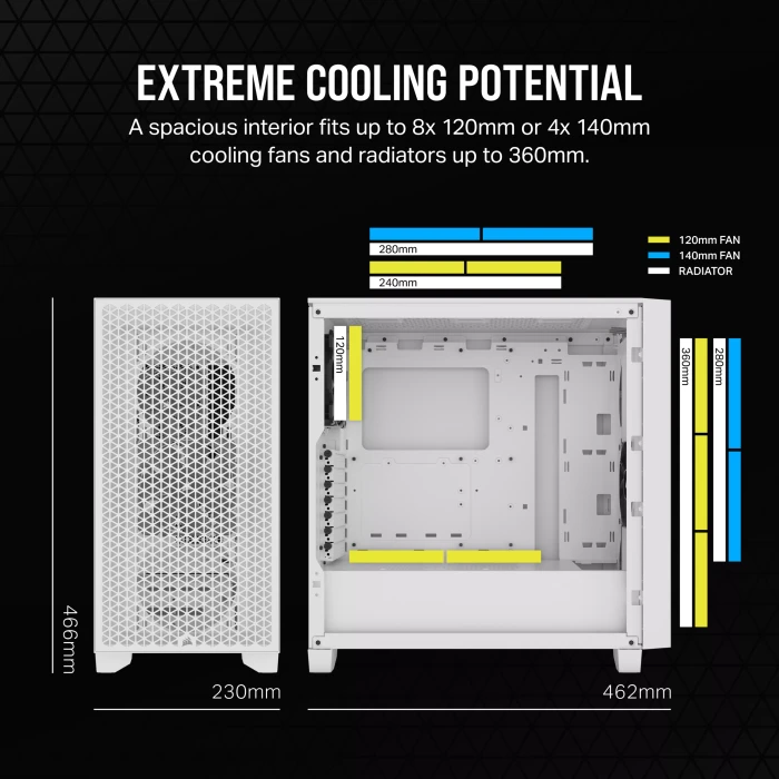 Corsair 3000D Airflow, weiß, Glasfenster