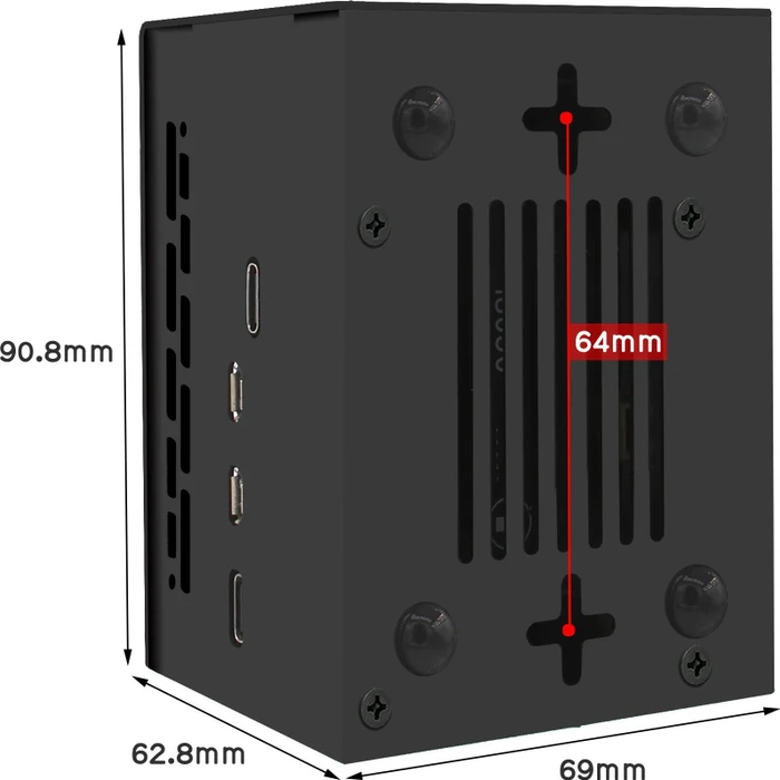 Geekworm Gehäuse für Raspberry Pi 5 X1200 Shield, schwarz