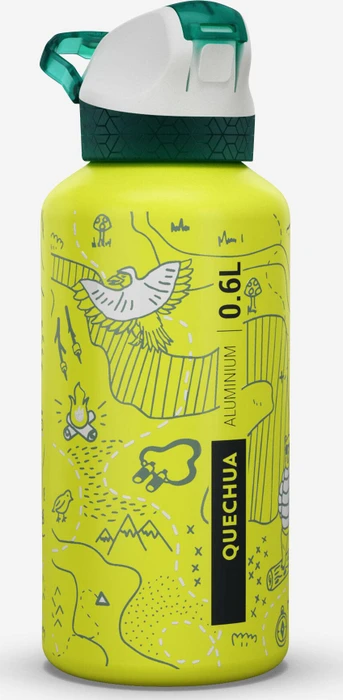 Quechua Alu Schnellverschluss Trinkflasche 600ml grün
