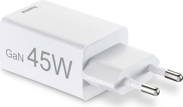 Hama Schnellladegerät USB-C PD/Qualcomm GaN Mini-Ladegerät 45W weiß