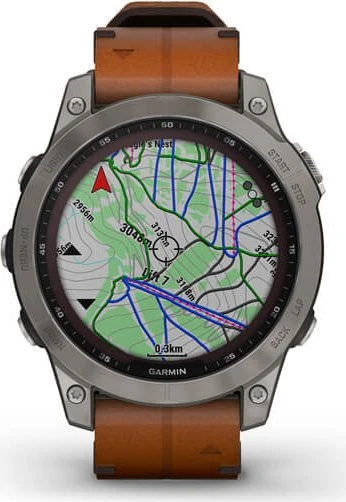 Garmin Fenix 7 Sapphire Solar titanium/chestnut leather