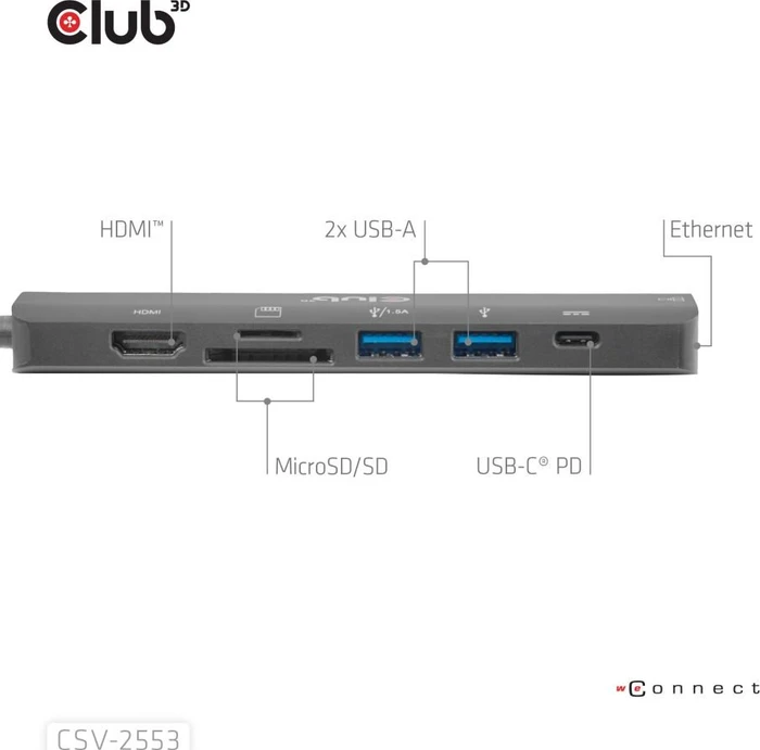 Club 3D 7-in-1 Hub, USB-C 3.0 [Stecker]