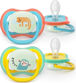 Philips Avent SCF376/32 Ultra Air Nighttime Beruhigungsschnuller, 6-18M, Silikon, gepard/affe, 2 Stück