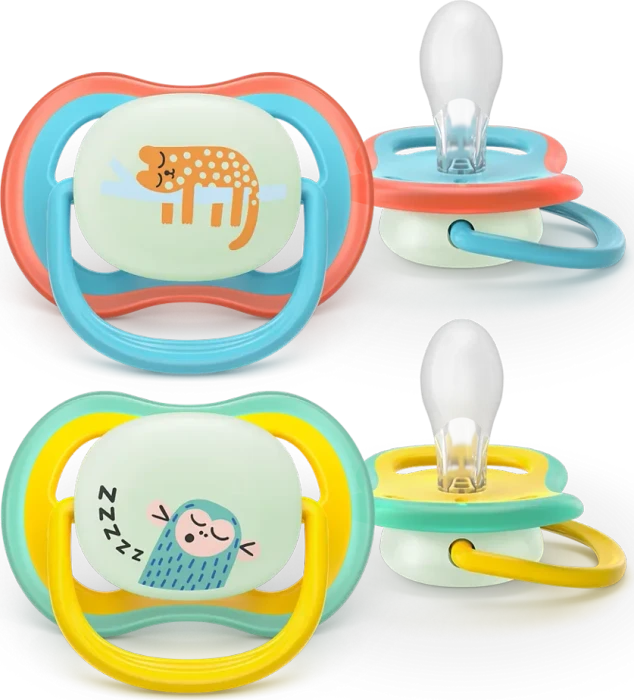 Philips Avent SCF376/32 Ultra Air Nighttime Beruhigungsschnuller, 6-18M, Silikon, gepard/affe, 2 Stück