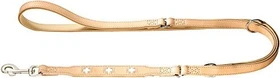 Hunter Swiss Verstellbare Führleine für Hunde, Leder, hochwertig, schweizer Kreuz, 1.3x200cm, natur