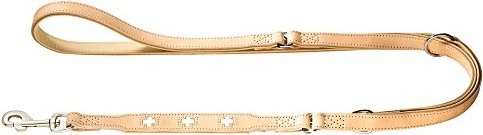 Hunter Swiss Verstellbare Führleine für Hunde, Leder, hochwertig, schweizer Kreuz, 1.3x200cm, natur