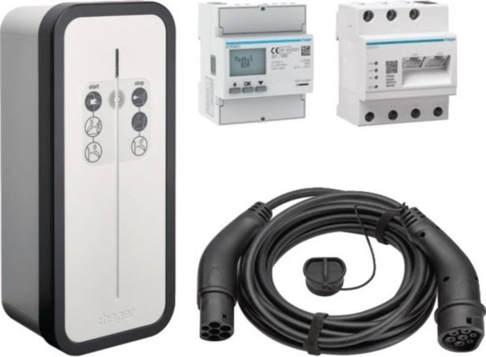Hager E-Ladestation witty solar kit mit Ladekabel 22kW, Ladedose
