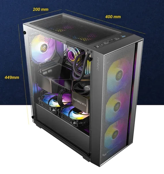 Antec AX65 ARGB, schwarz, Glasfenster