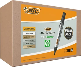 BIC Marking 2300 ECOlutions Permanentmarker Keilspitze 3.7-5.5mm schwarz, 36er-Pack, Box