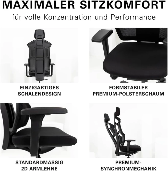 Recaro Aer Essential Gamingstuhl, Midnight Black
