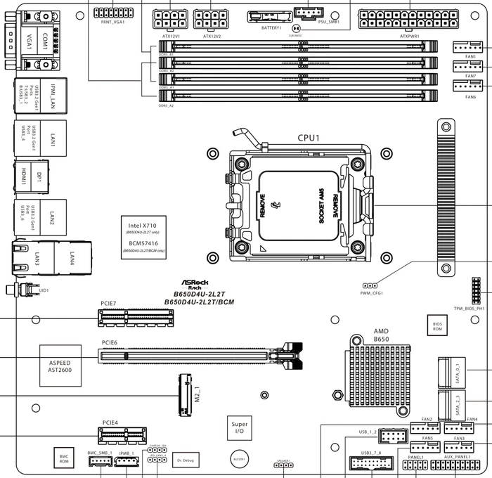 ASRock Rack B650D4U-2L2T/BCM (AMD AM5)