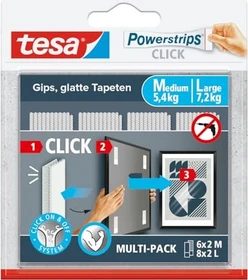 tesa Powerstrips Clips Medium/Large Tapete/Putz weiß, Klebenagel