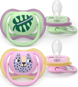 Philips Avent SCF087/13 Ultra Air Beruhigungsschnuller, 6-18M, Silikon, blatt/katze, 2 Stück