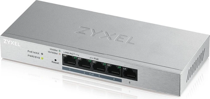 Zyxel GS1200 Desktop Gigabit Smart Switch, 5x RJ-45, 60W PoE+
