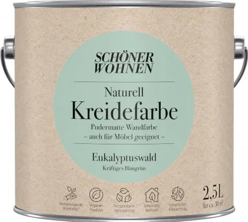 Schöner Wohnen Naturell Kreidefarbe innen eukalyptuswald kräftiges blaugrün, 2.5l