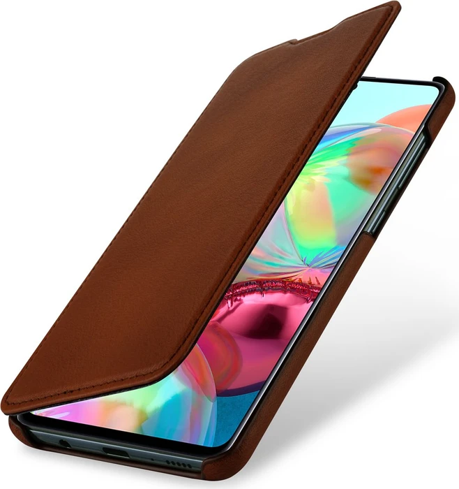 Stilgut Book Type Leather Case für Samsung Galaxy A71 braun