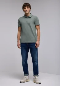 Street One Piquée mit Logo Poloshirt kurzarm silver green (Herren)