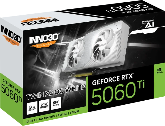 INNO3D GeForce RTX 5060 Ti Twin X2 OC White, 8GB GDDR7, HDMI, 3x DP