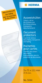 Herma Ausweishülle 3-fach zum Aufklappen für Führerscheine und Dokumente, A6, transparent, 25er-Pack