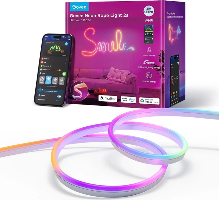 Govee RGBIC Neon Rope Light 2 LED-Streifen 4m weiß