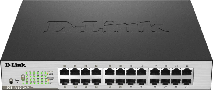 D-Link DGS-1100 Desktop Gigabit Smart Switch, 24x RJ-45, 100W PoE+