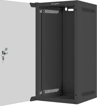 Lanberg WF10 Series 10" Rack Wandschrank 12HE, hängend, Flatpack, Glastür, IP20, RAL 9004, 310mm tief