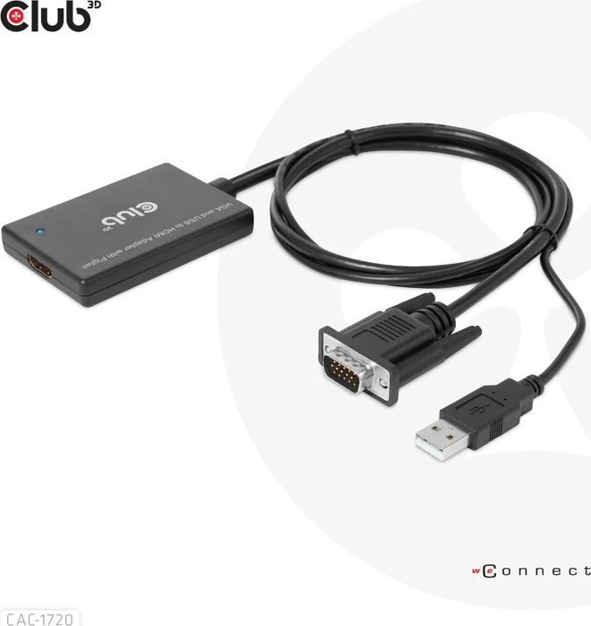 Club 3D aktiver Adapter, VGA/USB-A Stecker auf HDMI Buchse