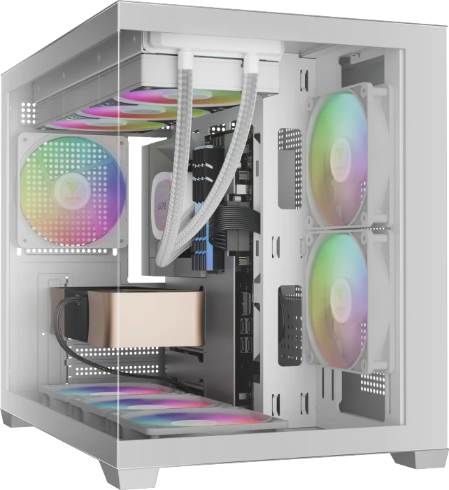 Gamdias AURA GC10M WH ARGB, weiß, Glasfenster